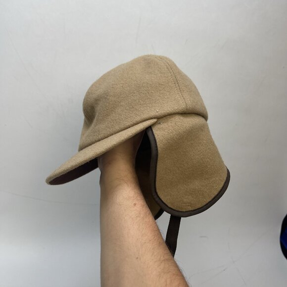Vintage Retreat Aviator Trapper Hat Earflap Cap Beige Wool Blend Canada made - Picture 6 of 12